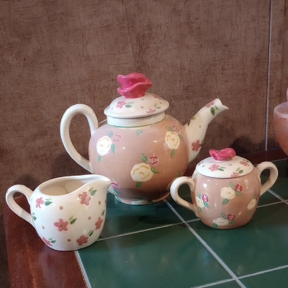 Teapot, Creamer, Sugar Bowl Set